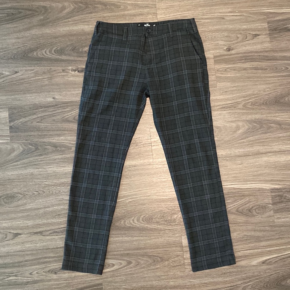 Hollister Black/Dark Grey Plaid Pants